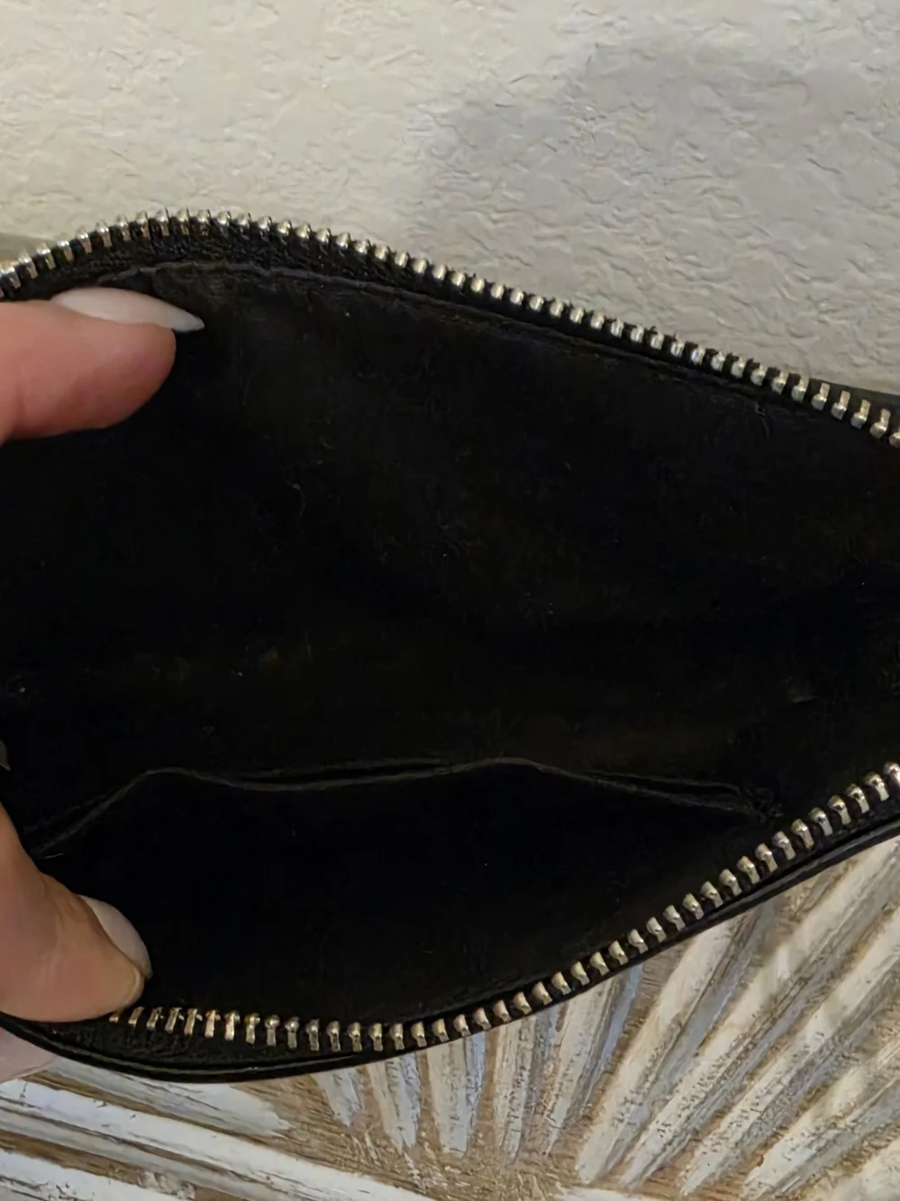 Coach Black Signature Wristlet with Logo Panel